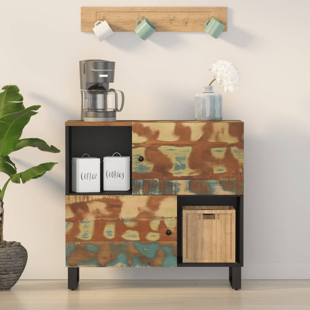 Sideboard With 2 Doors 80X33X75 Cm Solid Wood Mango