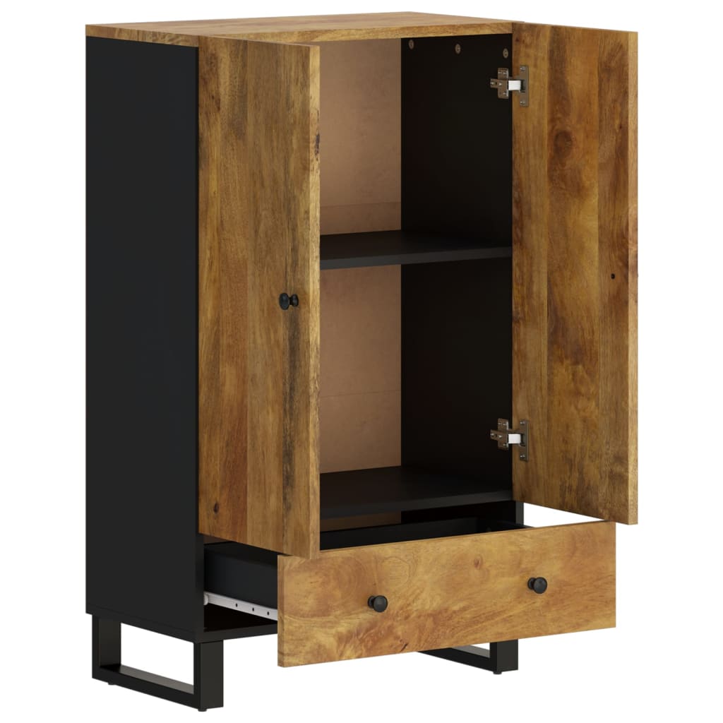 Highboard With Drawer 60X33X100 Cm Solid Wood Mango&Iron