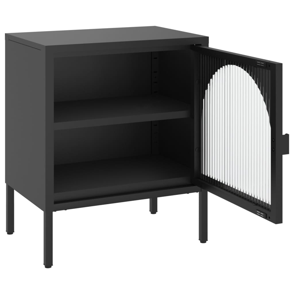 Nightstand Black 50X35X60 Cm Glass And Steel