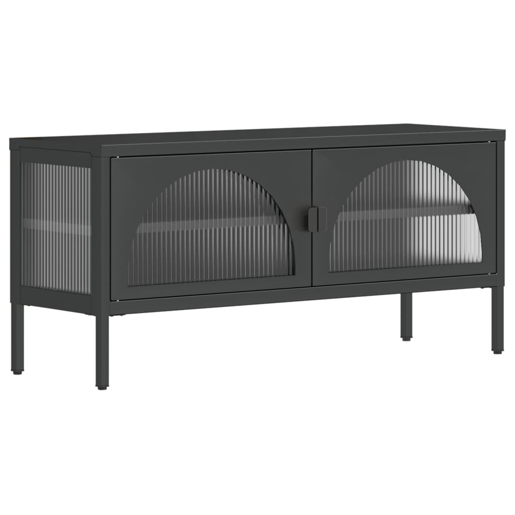 Tv Cabinet Black 105X35X50 Cm Glass And Steel