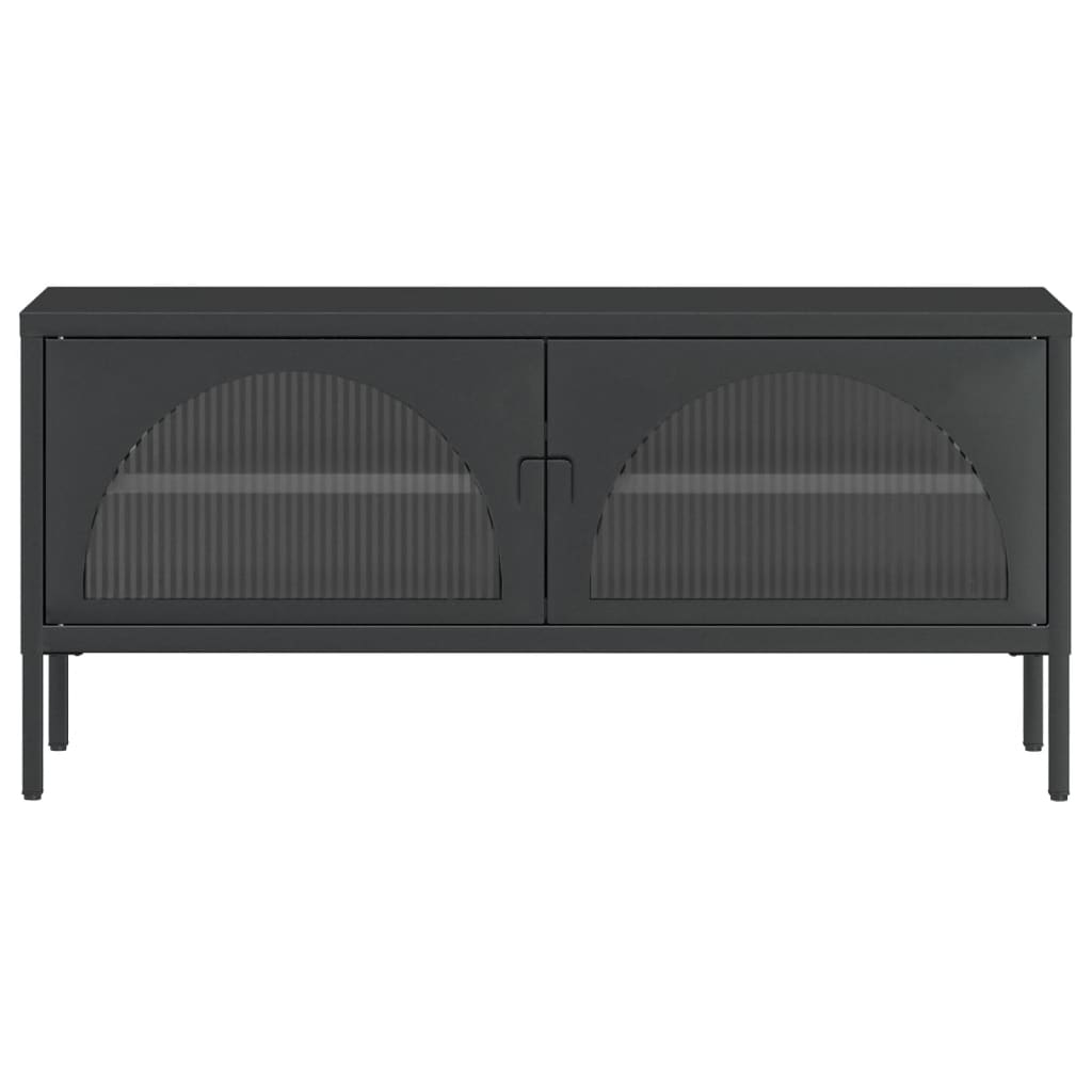 Tv Cabinet Black 105X35X50 Cm Glass And Steel
