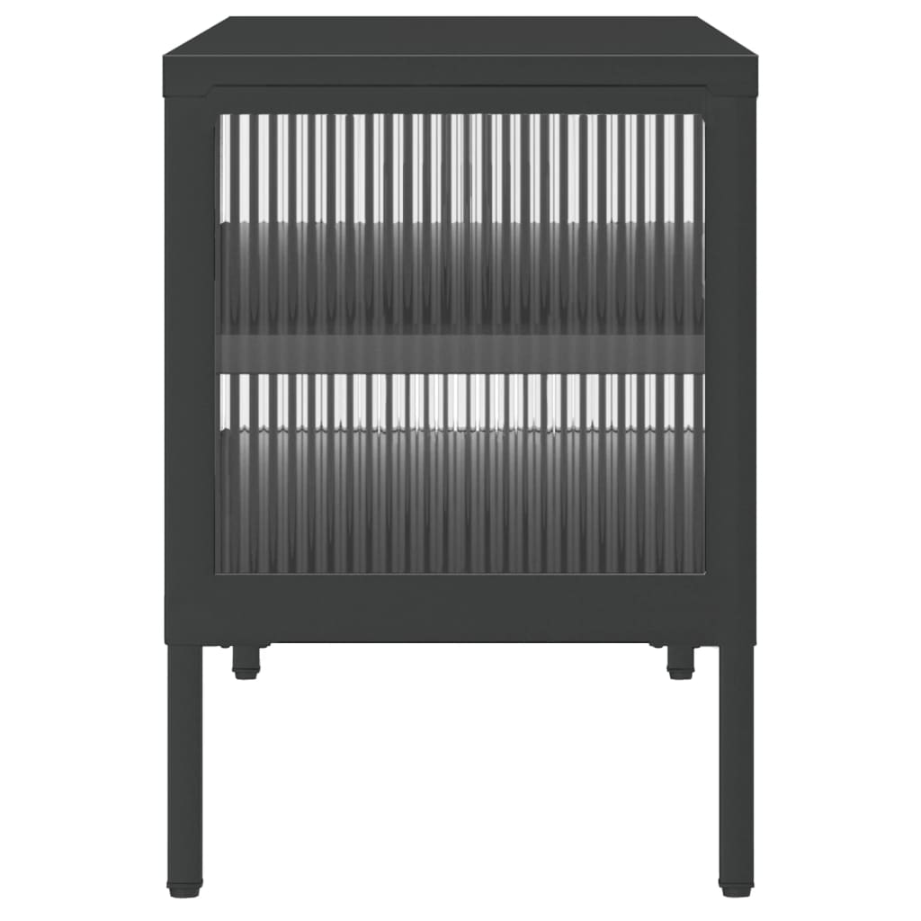 Tv Cabinet Black 105X35X50 Cm Glass And Steel