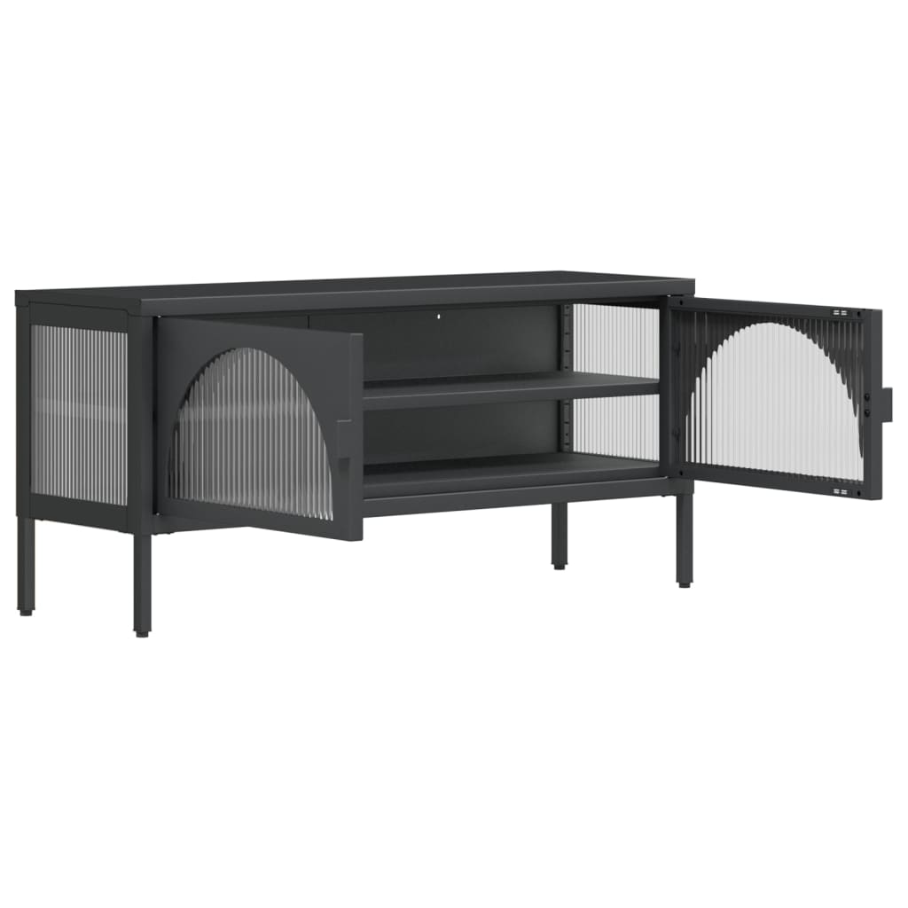 Tv Cabinet Black 105X35X50 Cm Glass And Steel