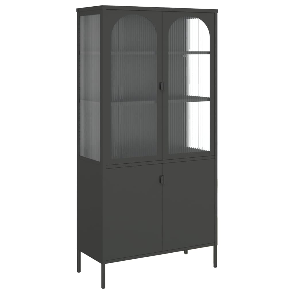 Highboard Black 90X40X180 Cm Glass And Steel
