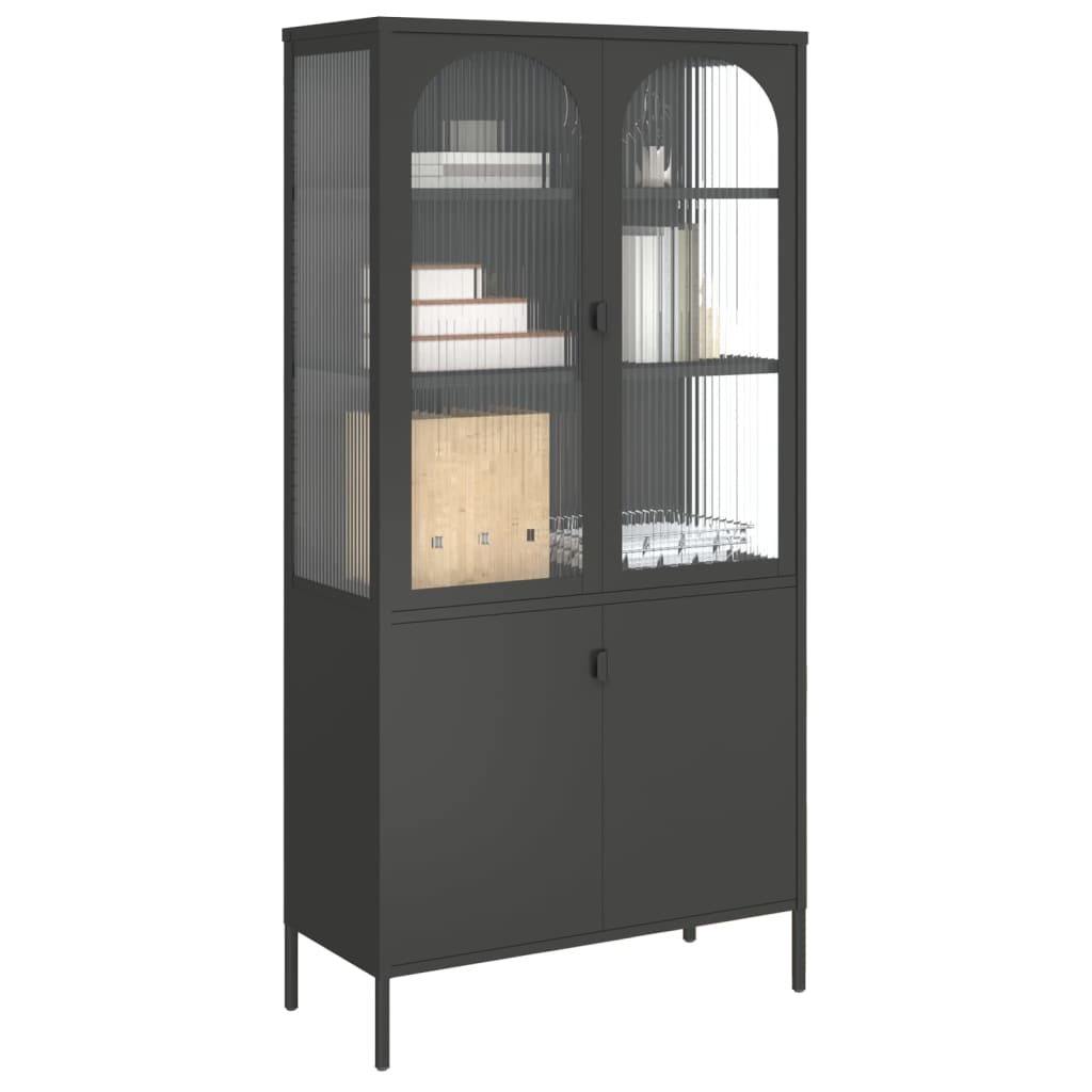 Highboard Black 90X40X180 Cm Glass And Steel