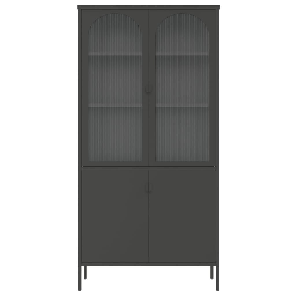 Highboard Black 90X40X180 Cm Glass And Steel