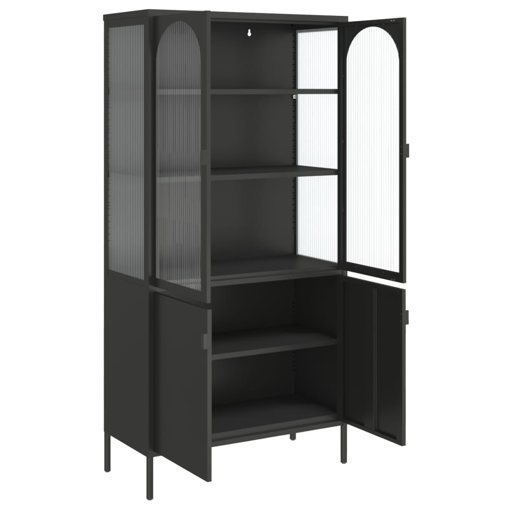 Highboard Black 90X40X180 Cm Glass And Steel