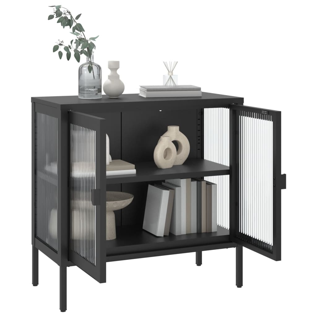 Sideboard Black 70X35X70 Cm Glass And Steel