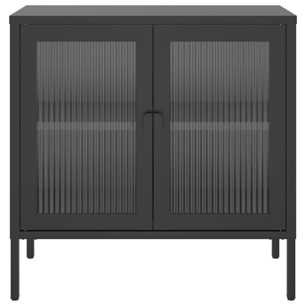 Sideboard Black 70X35X70 Cm Glass And Steel