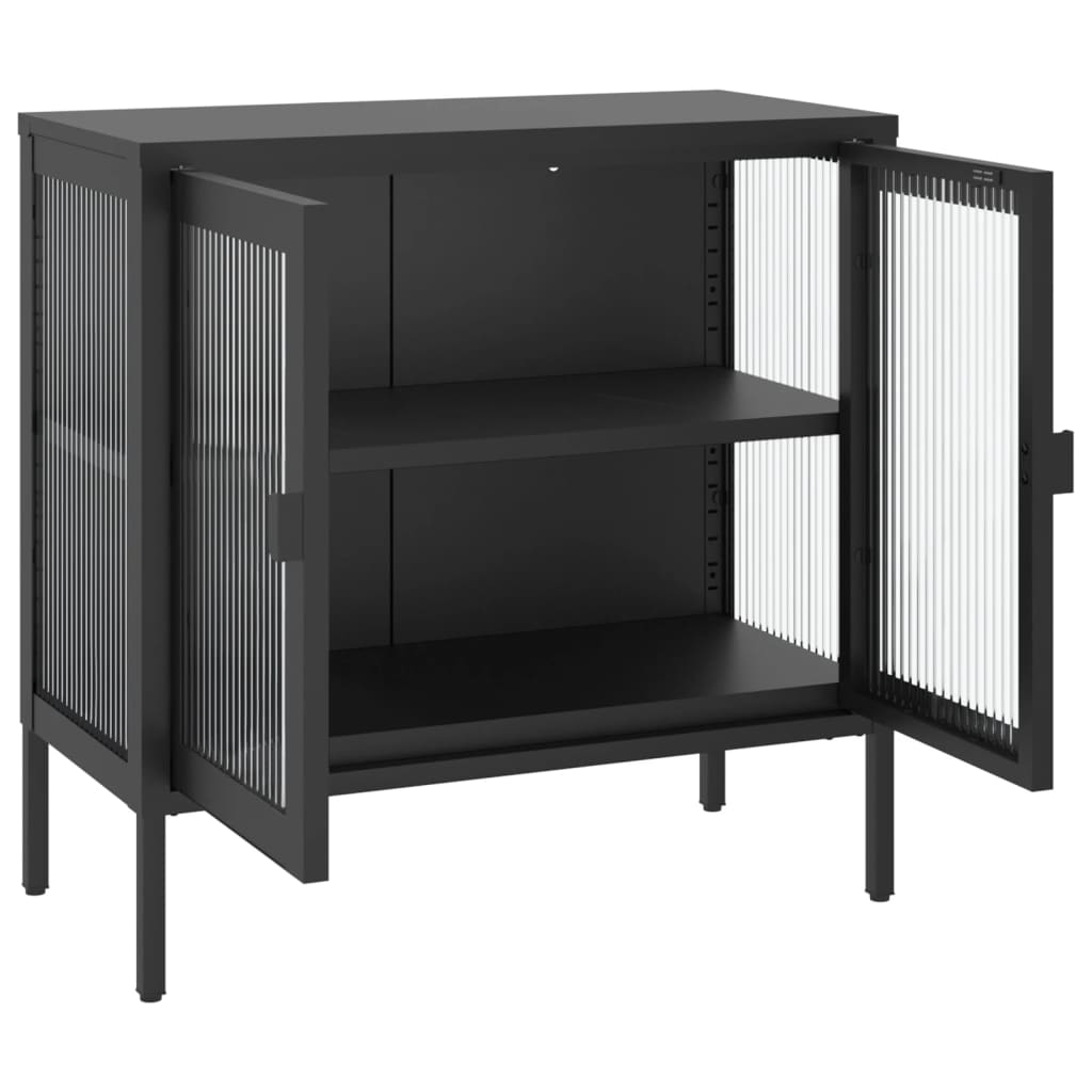 Sideboard Black 70X35X70 Cm Glass And Steel
