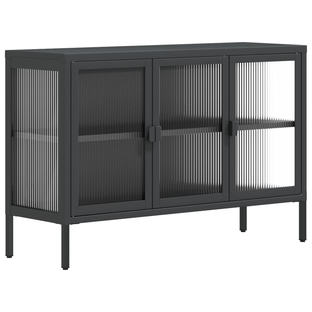 Sideboard Black 105X35X70 Cm Glass And Steel