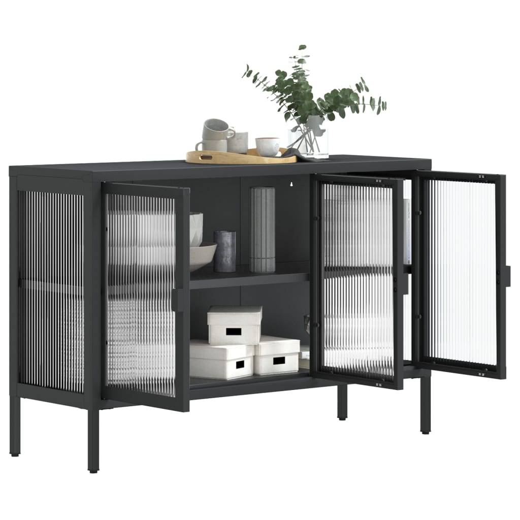 Sideboard Black 105X35X70 Cm Glass And Steel