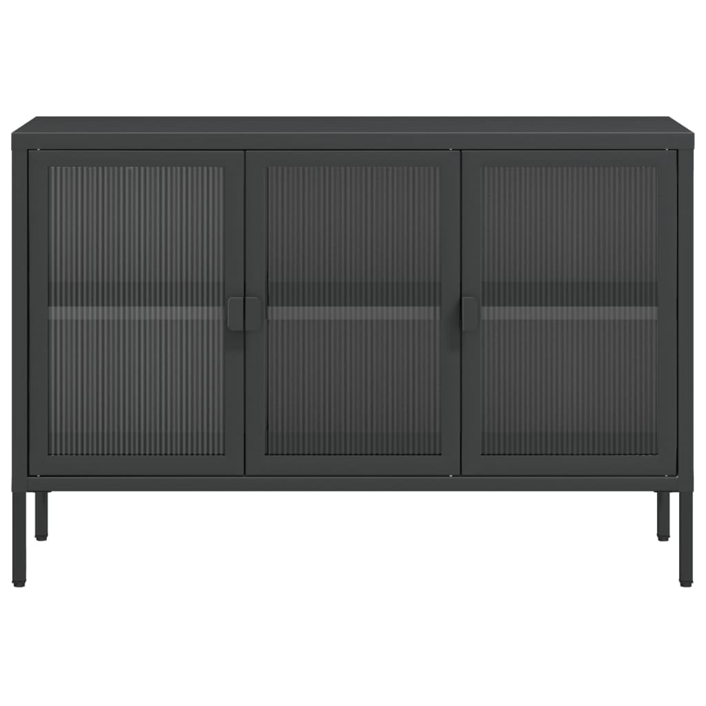 Sideboard Black 105X35X70 Cm Glass And Steel