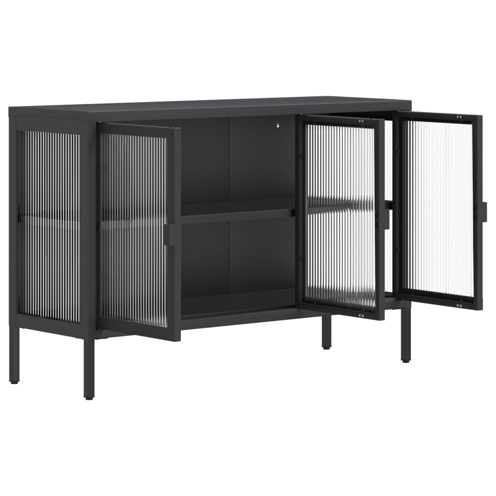 Sideboard Black 105X35X70 Cm Glass And Steel