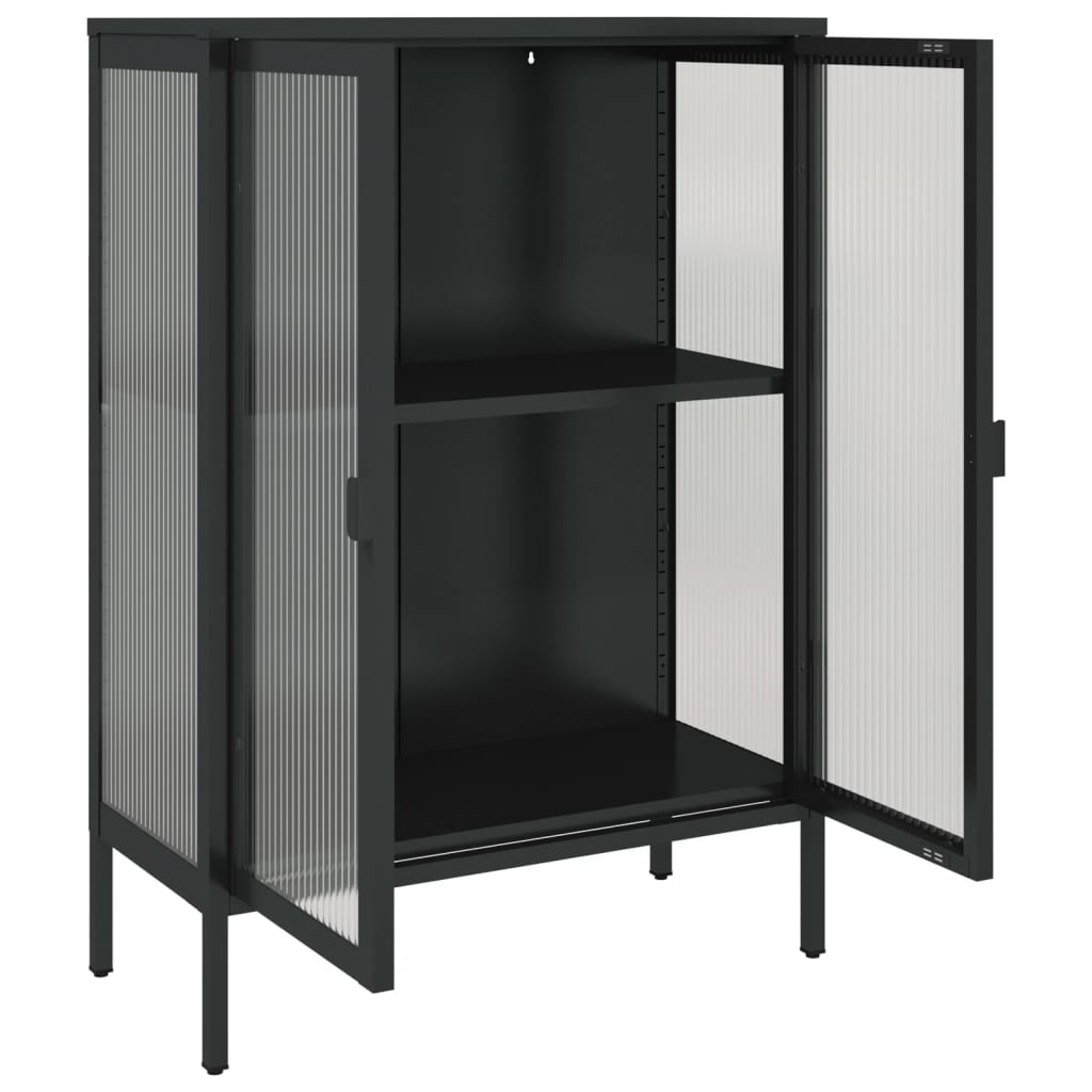 Sideboard Black 75X35X105 Cm Glass And Steel