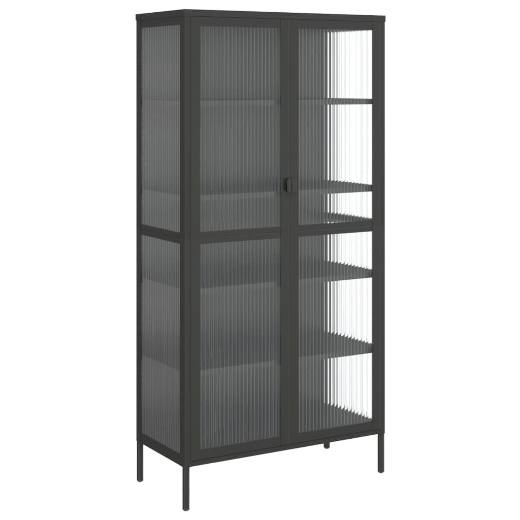 Highboard Black 85X40X180 Cm Glass And Steel