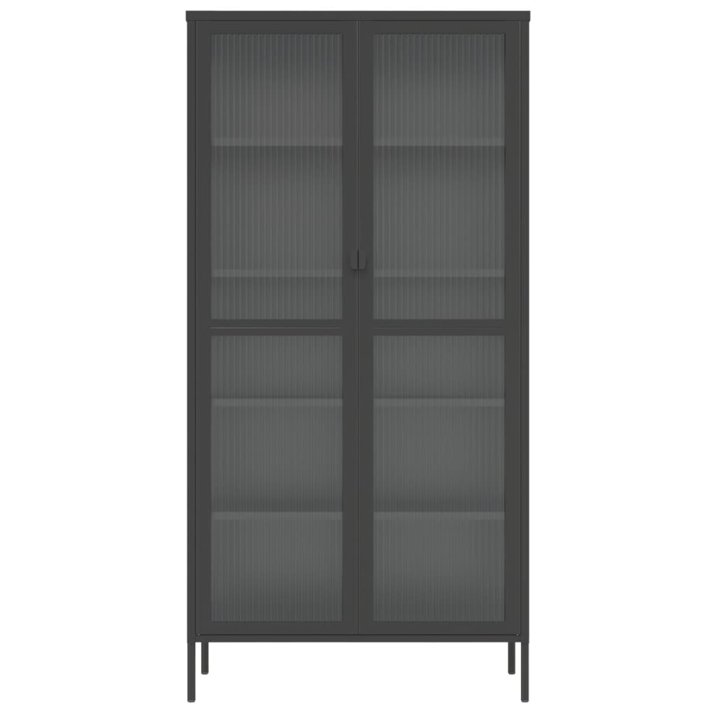 Highboard Black 85X40X180 Cm Glass And Steel