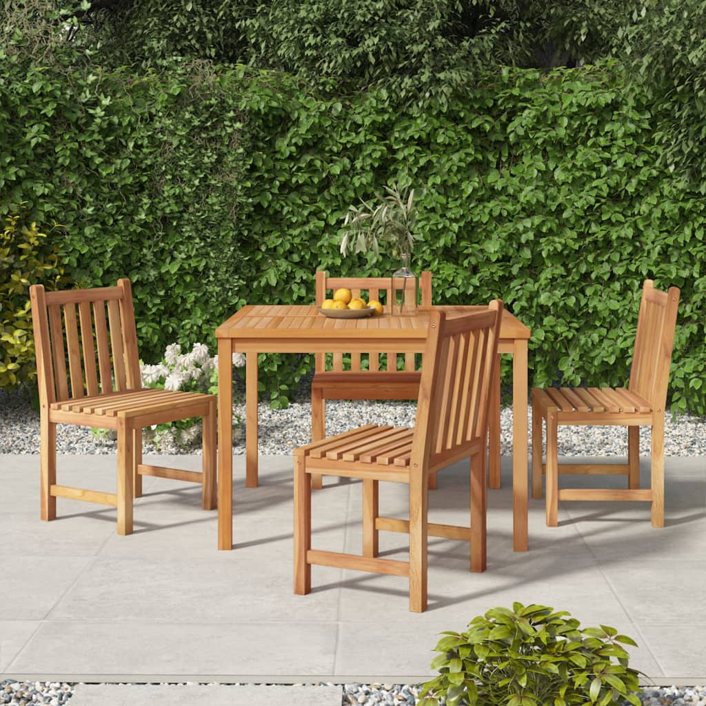 5 Piece Garden Dining Set Solid Teak Wood