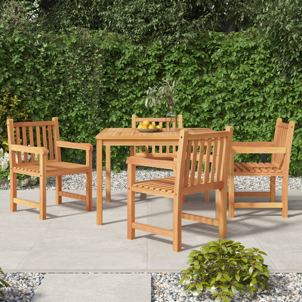 5 Piece Garden Dining Set Solid Teak Wood