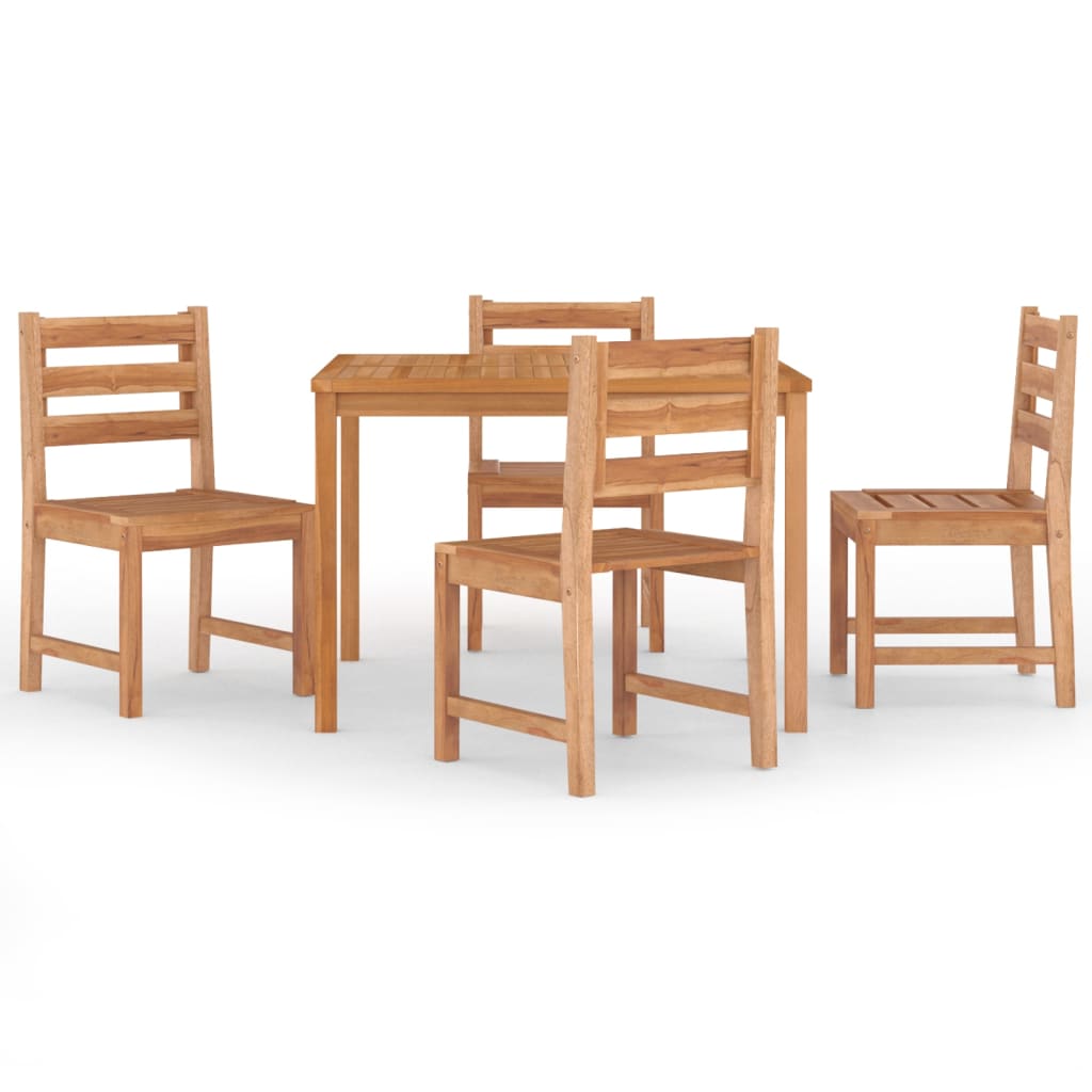 5 Piece Garden Dining Set Solid Wood Teak