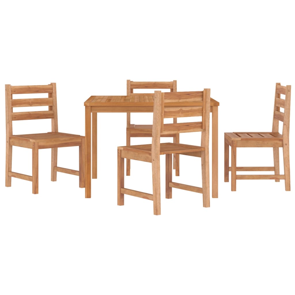 5 Piece Garden Dining Set Solid Wood Teak