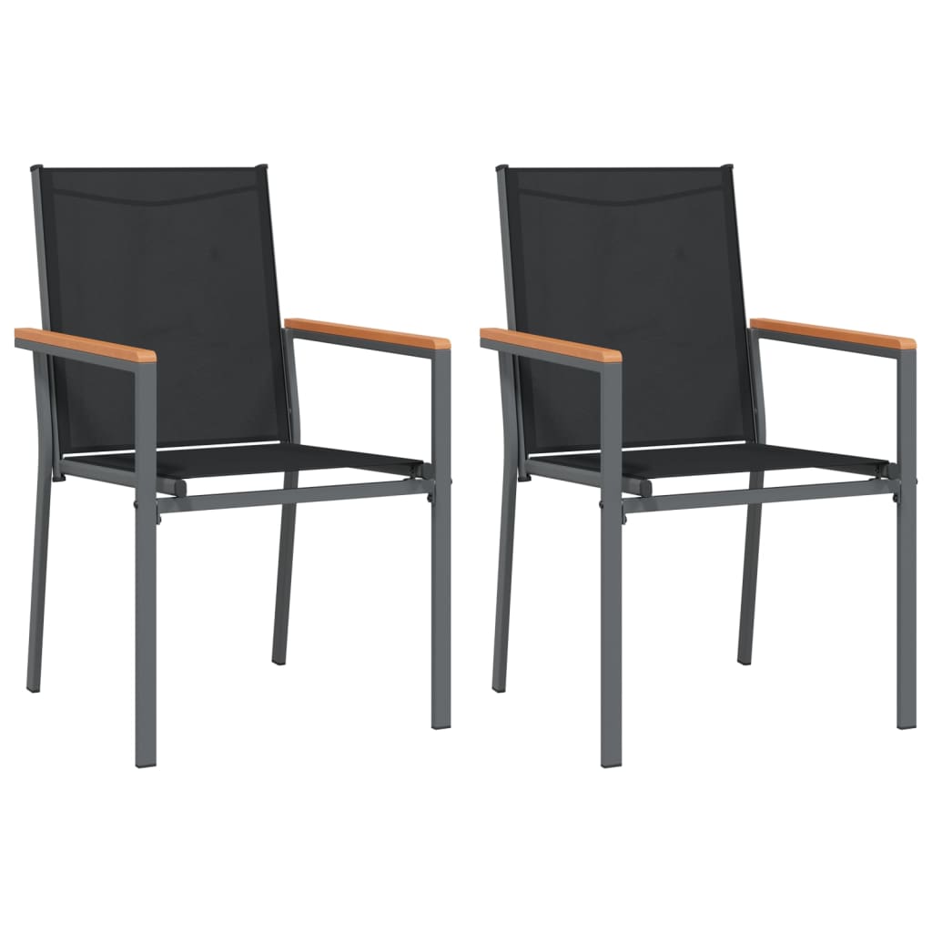 Garden Chairs 2 Pcs Black 55X61.5X90 Cm Textilene And Steel