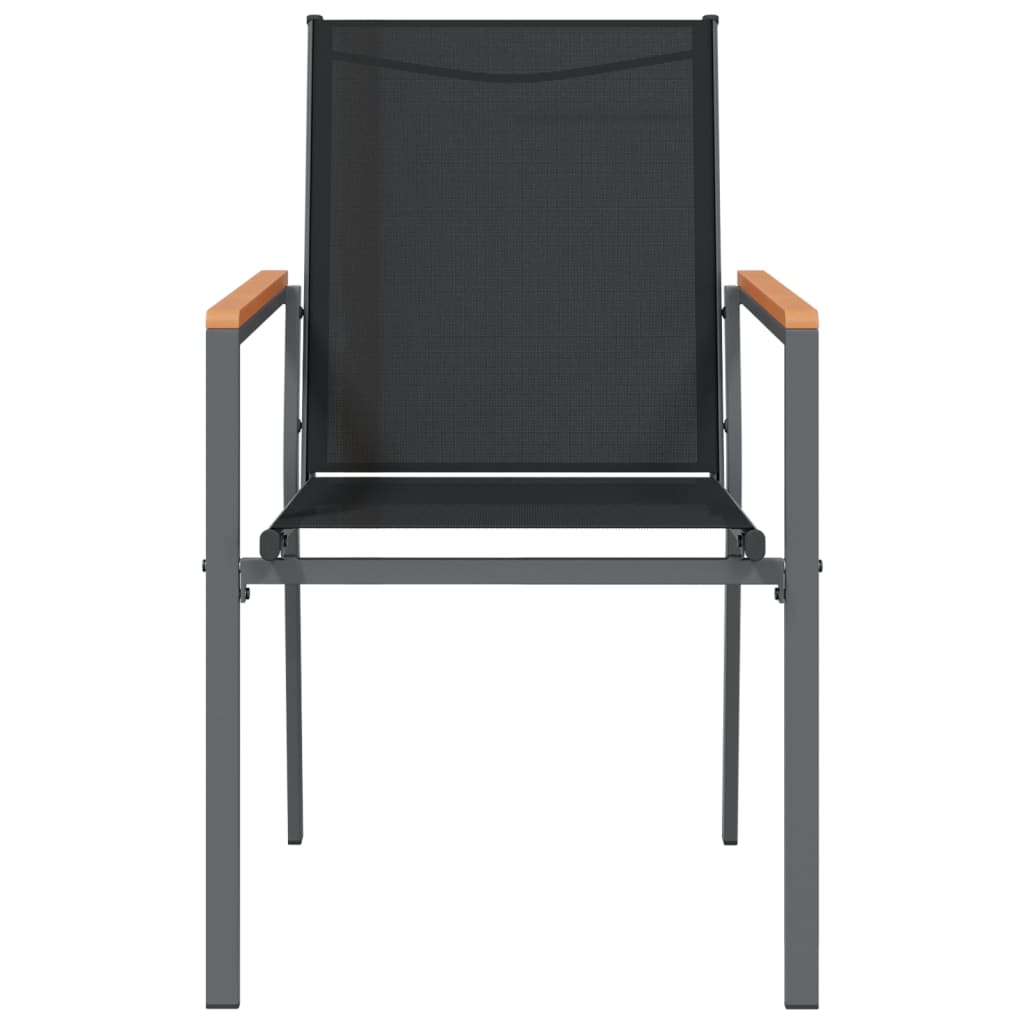 Garden Chairs 2 Pcs Black 55X61.5X90 Cm Textilene And Steel