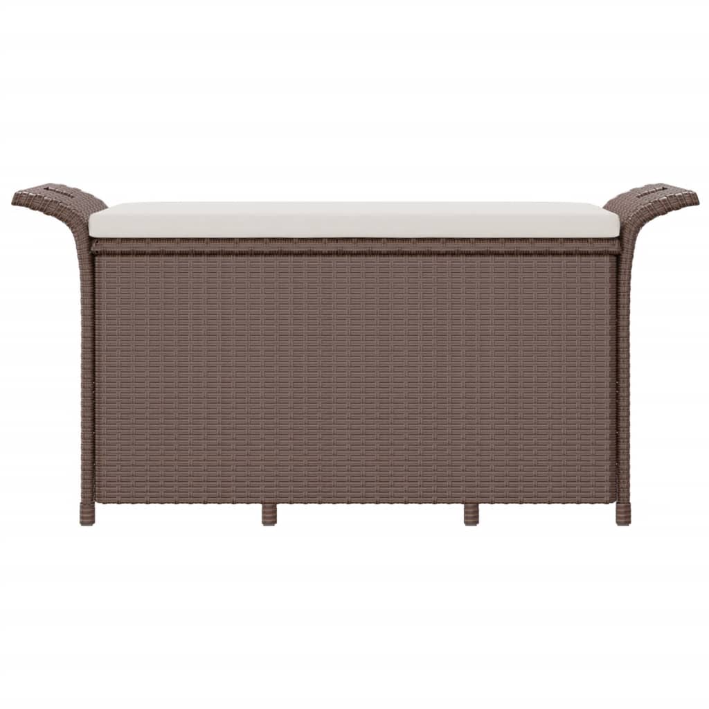 Garden Bench With Cushion Brown 116X46X57 Cm Poly Rattan