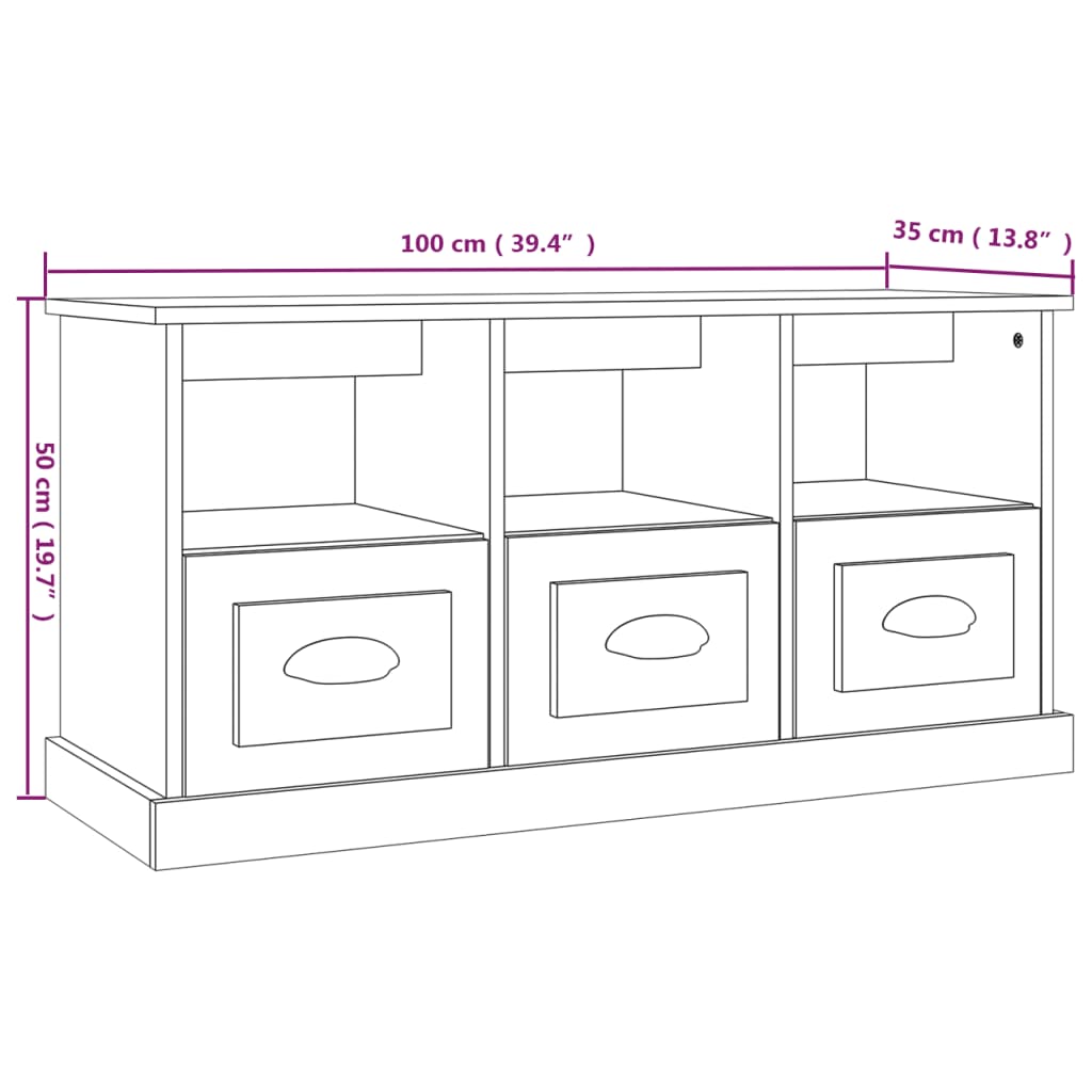 Tv Cabinet 100X35X50 Cm Engineered Wood