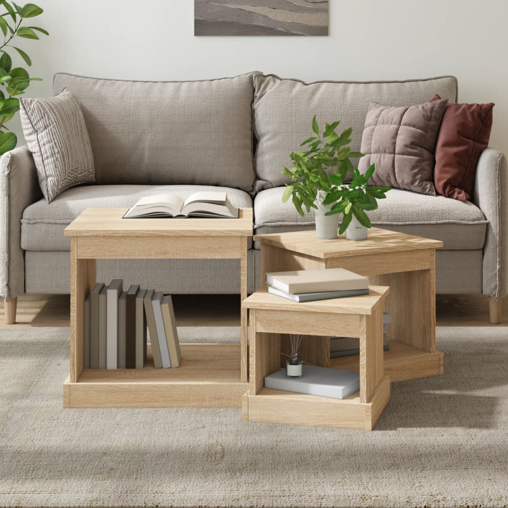 Coffee Tables 3 Pcs Engineered Wood