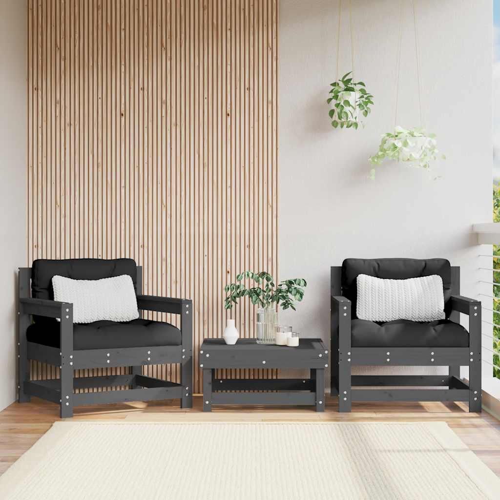 3 Piece Garden Lounge Set With Cushions Solid Wood Douglas