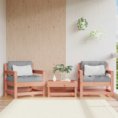 3 Piece Garden Lounge Set With Cushions Solid Wood Douglas
