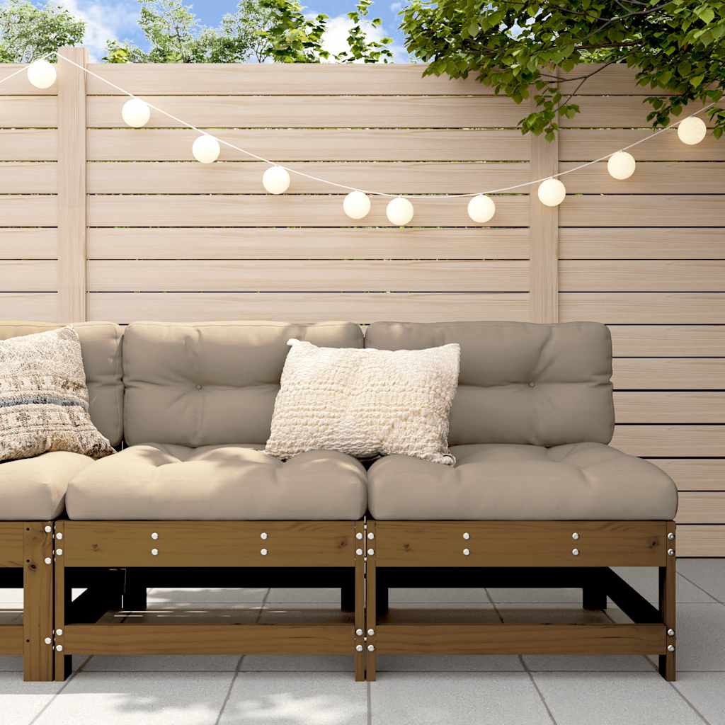 3 Piece Garden Lounge Set With Cushions Solid Wood Douglas