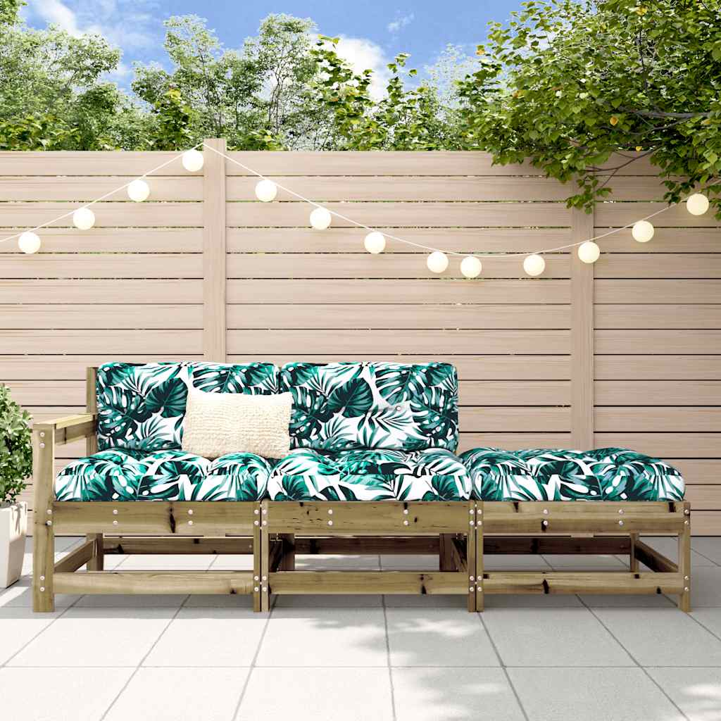 3 Piece Garden Lounge Set With Cushions Solid Wood Douglas