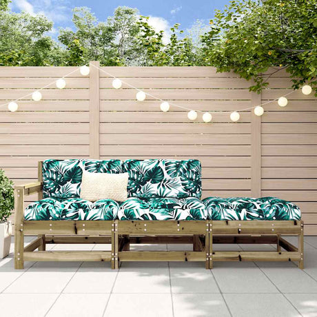 3 Piece Garden Lounge Set With Cushions Solid Wood Douglas