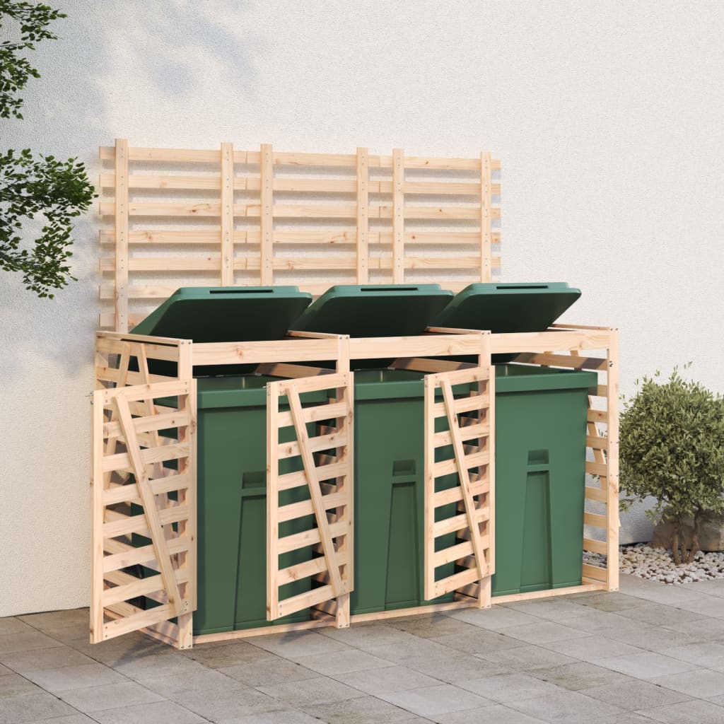 Triple Wheelie Bin Storage Solid Wood Douglas