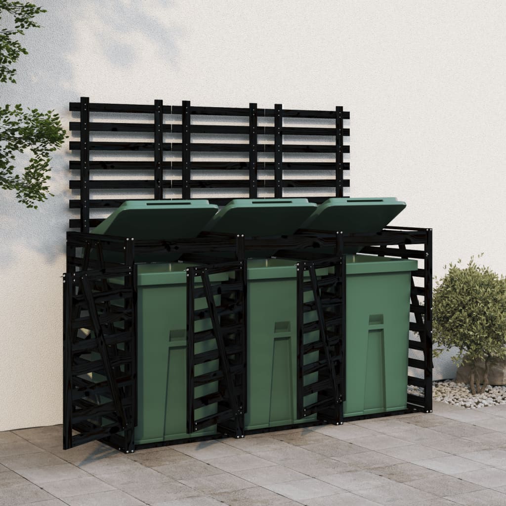 Triple Wheelie Bin Storage Solid Wood Douglas