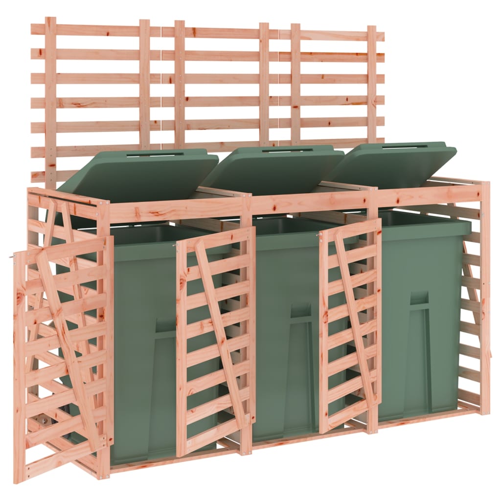 Triple Wheelie Bin Storage Solid Wood Douglas