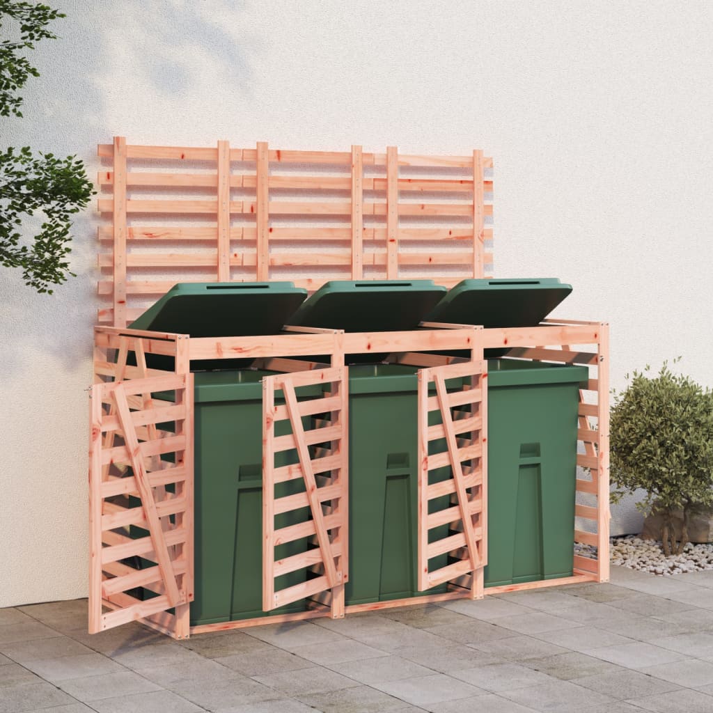 Triple Wheelie Bin Storage Solid Wood Douglas
