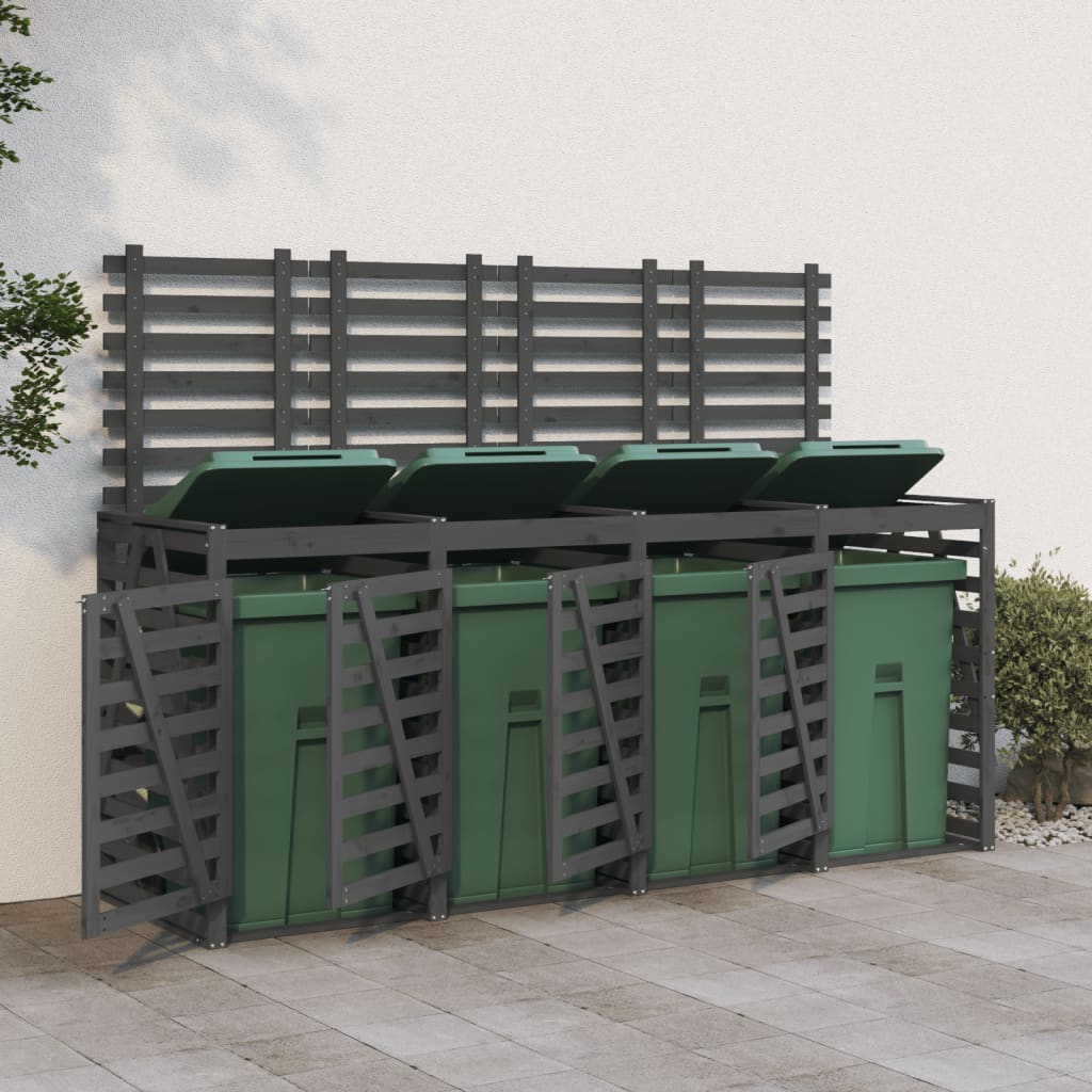 Quadruple Wheelie Bin Storage Solid Wood Pine