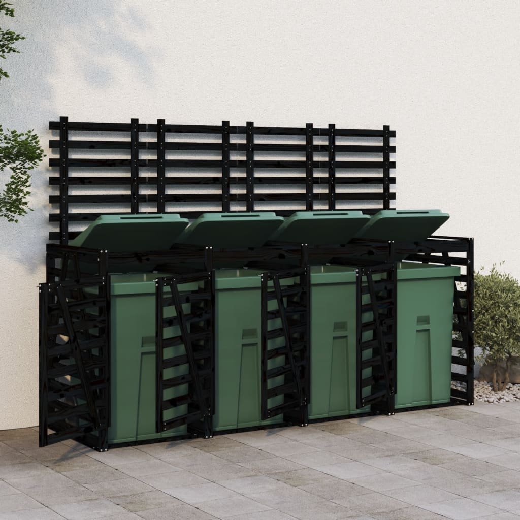 Quadruple Wheelie Bin Storage Solid Wood Pine
