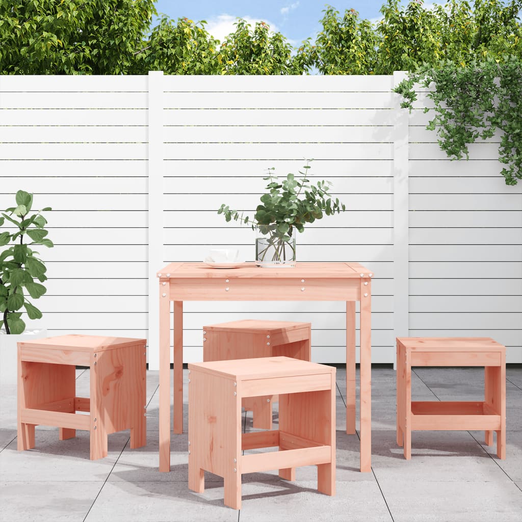 5 Piece Garden Dining Set White Solid Wood Pine