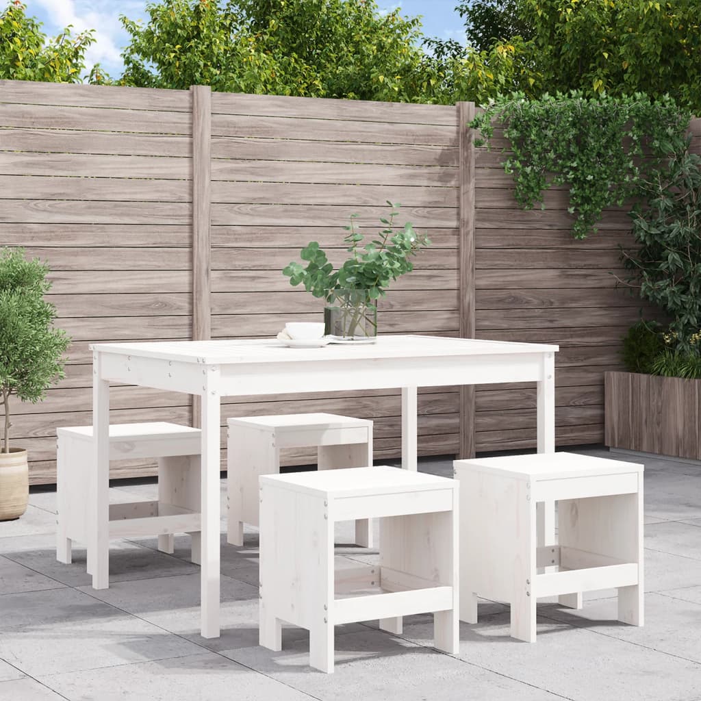 5 Piece Garden Dining Set Black Solid Wood Pine
