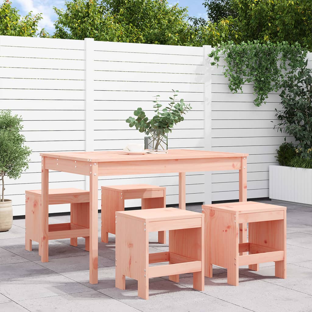 5 Piece Garden Dining Set Black Solid Wood Pine