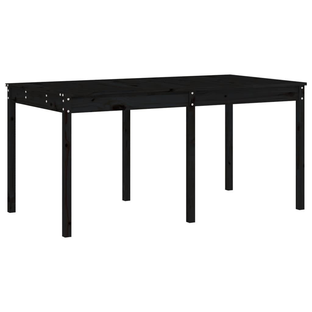 13 Piece Garden Dining Set Black Solid Wood Pine