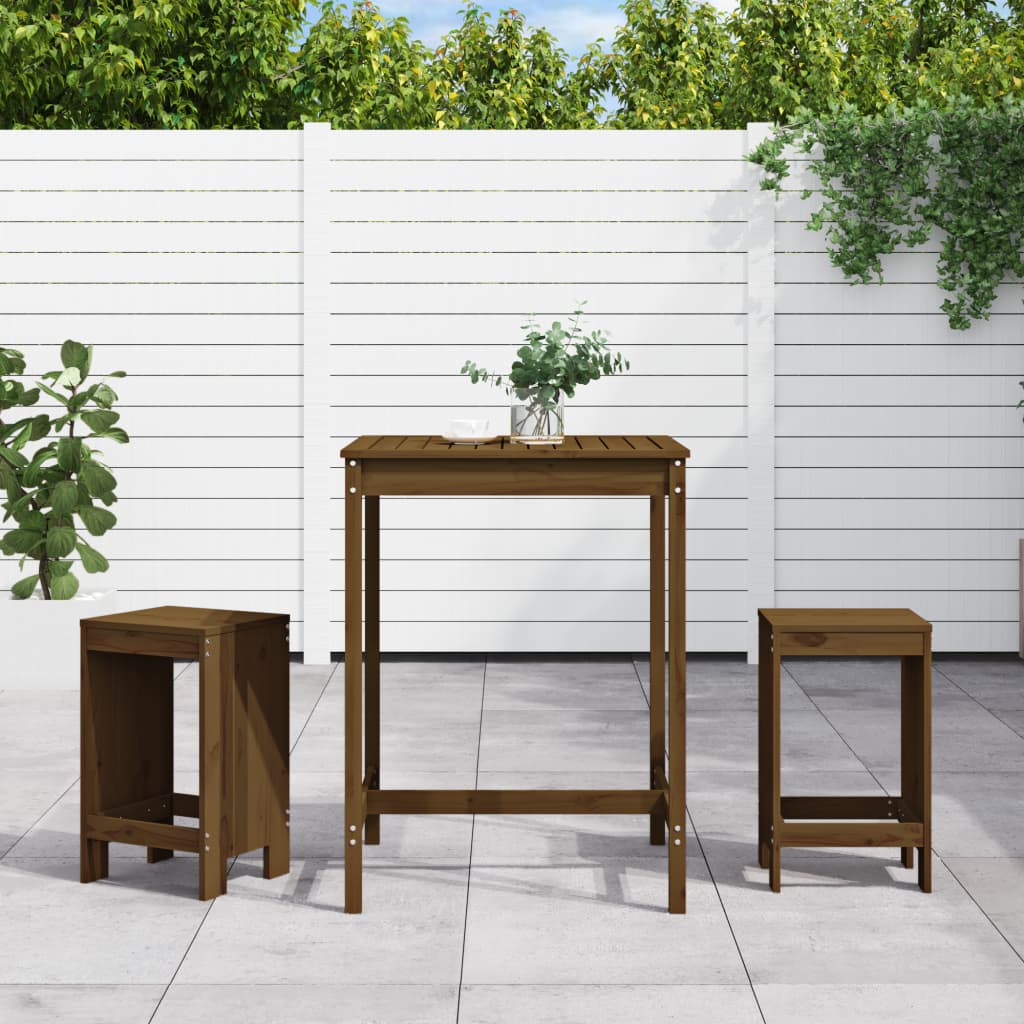 3 Piece Garden Bar Set Solid Wood Pine