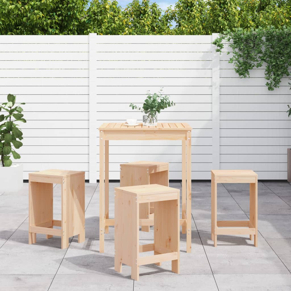 5 Piece Garden Bar Set Solid Wood Douglas