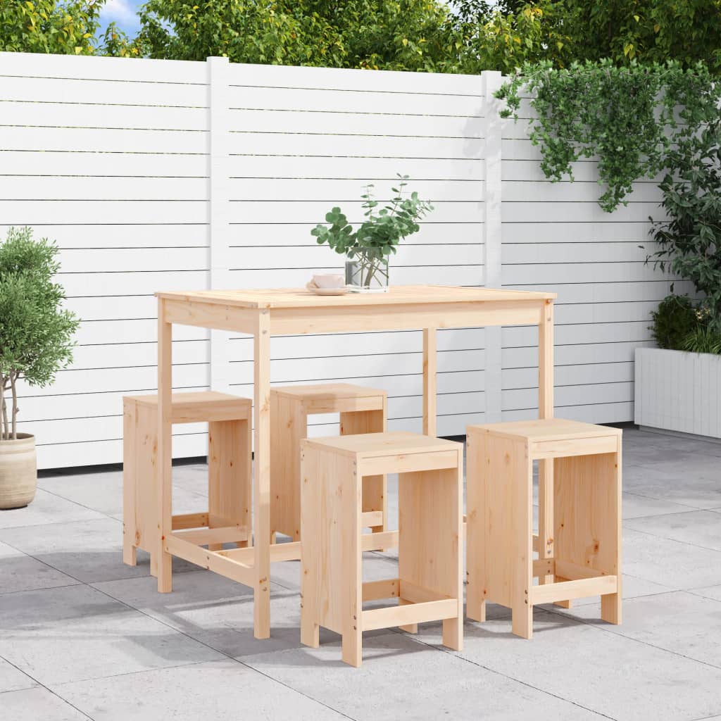 5 Piece Garden Bar Set Solid Wood Douglas