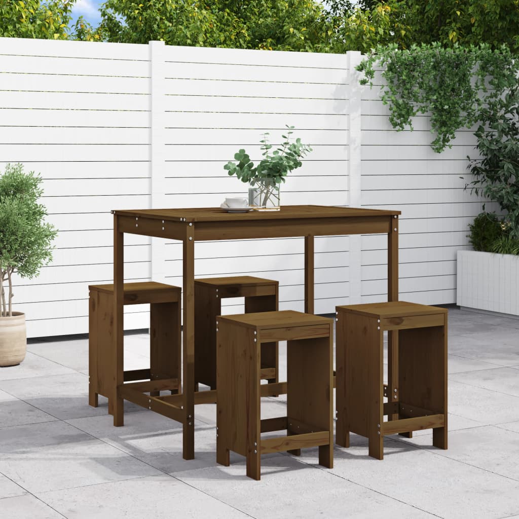 5 Piece Garden Bar Set Solid Wood Douglas