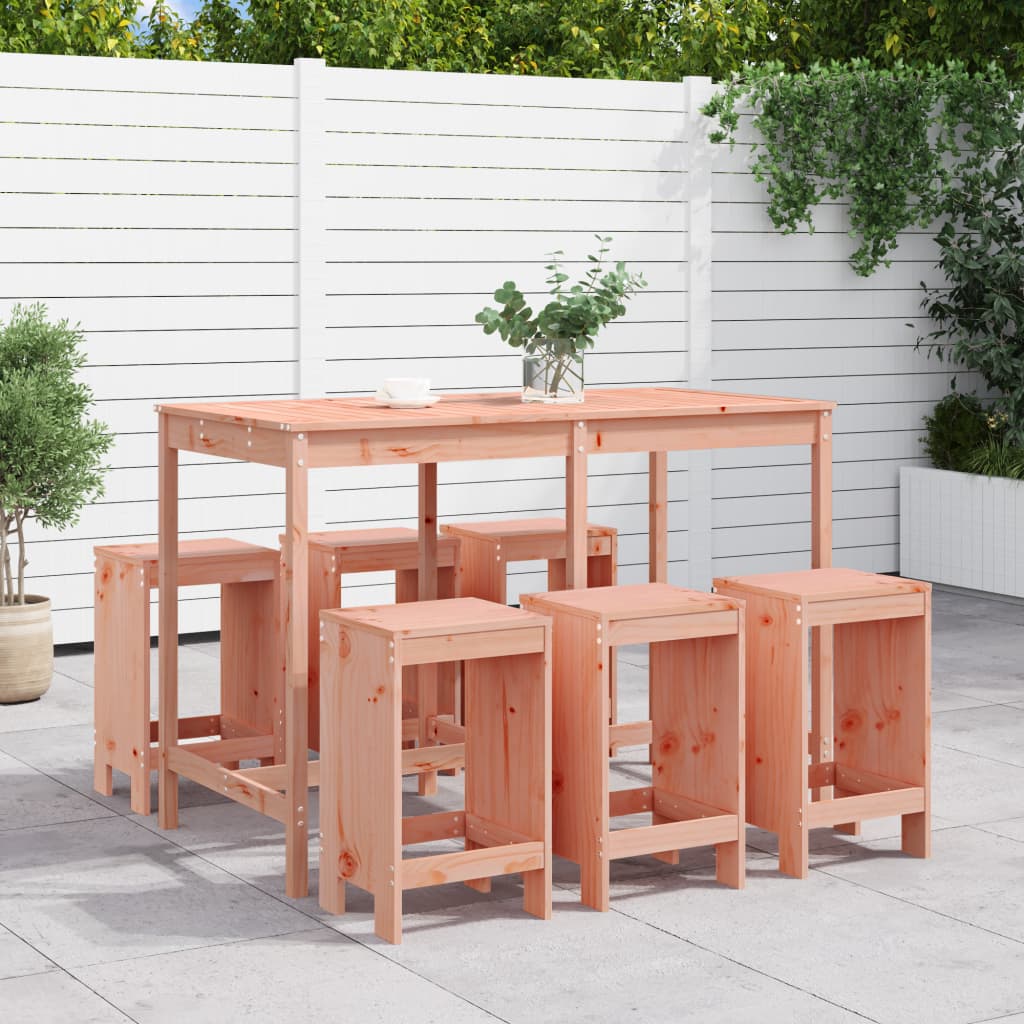 7 Piece Garden Bar Set White Solid Wood Pine